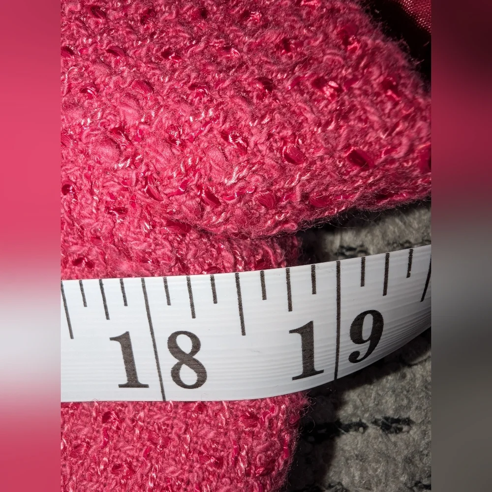 Elegant Pink Tweed Short Sleeve Knee Length Dress - Picture 13 of 15